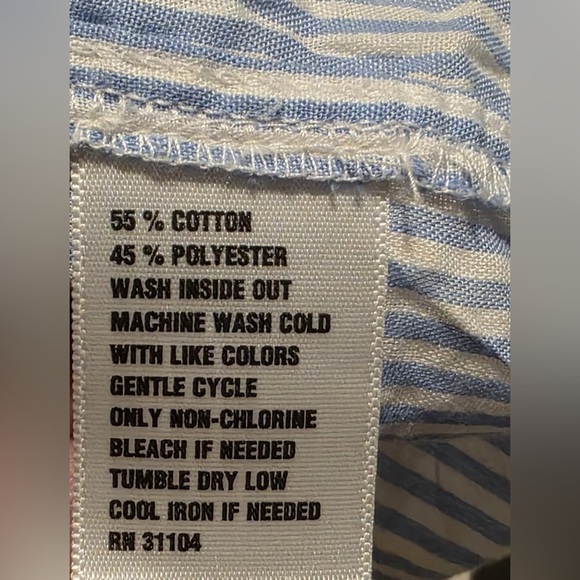 Popover Fit Size XL Blue & White Women's Ruffled V  Neck 3/4 Length Sleeve EUC - Picture 2 of 6